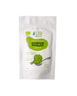 <span>Net Wt. = 1.06 oz (30 g)</span>Freeze-dried organic spinach (powder)