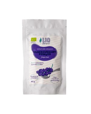 <span>Net Wt. = 2.82 oz (80 g) </span>Freeze-dried organic blackcurrant (powder)